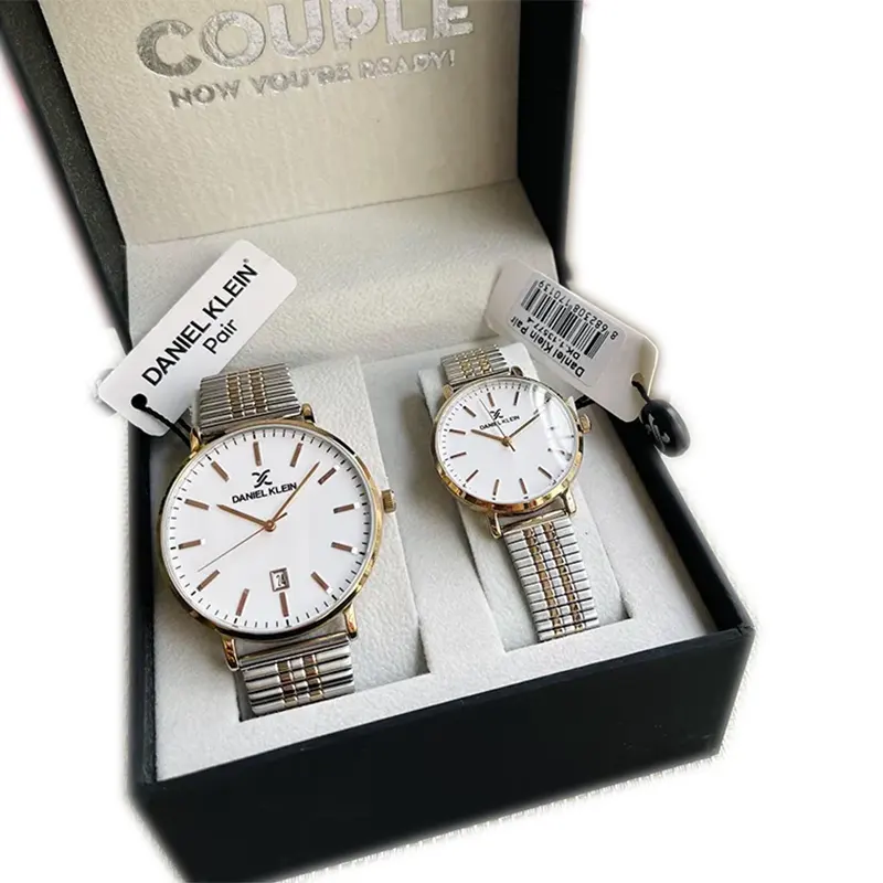 Daniel Klein White Dial Two-tone Couple Set- DK.1.13577-4